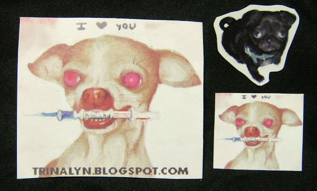 original handmade stickers dog canine needle dog