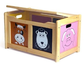 toy chest with barnyard animals