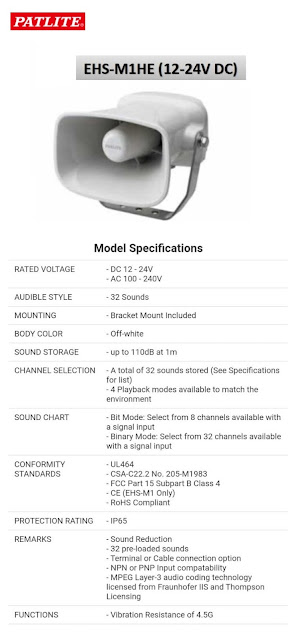 EHS Melody - Alarm Horn PATLITE EHS-M1HE
