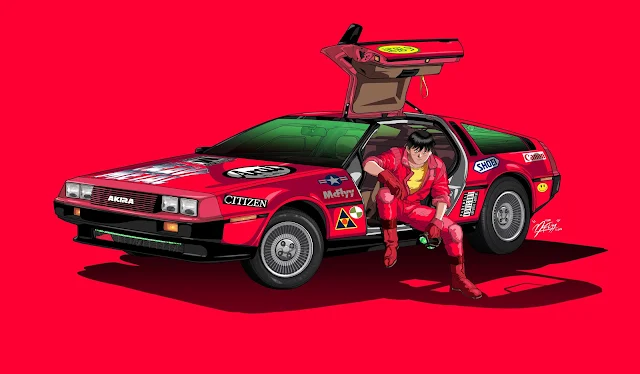 Akira Ferrari car red wallpaper anime 4k 3840 x 2160 pixels