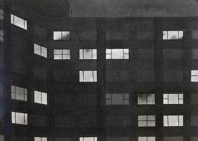 Chris Ballantyne art, apartment windows at night