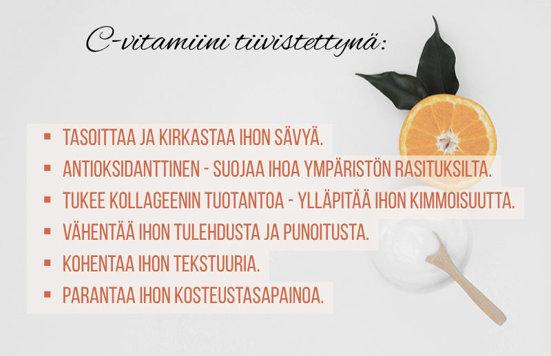 C.vitamiini hyödyt ihon hoidossa