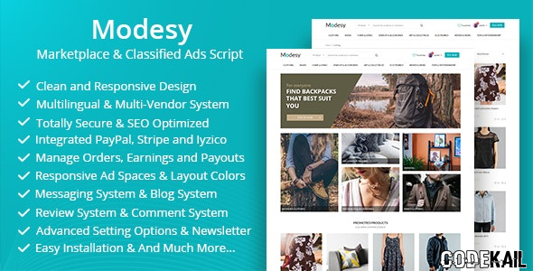 Modesy v2.2 - Marketplace & Classified Ads Script