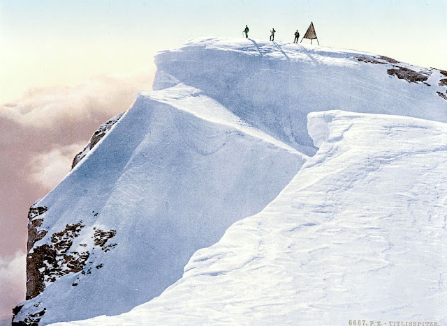 VINTAGE POSCARDS Titlis (3,238 m -10,623ft) Switzerland  In " Titlis Spitze, Unterwald - La Suisse en Couleur " postcard, 1890, The Library of Congress Photographs Division, Washington DC