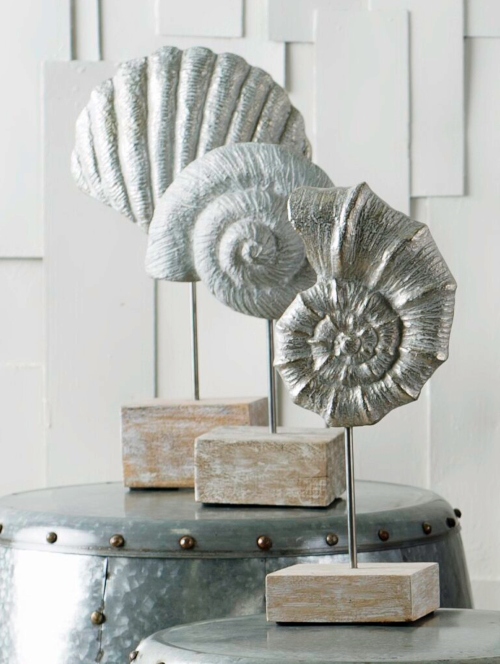 Metal Sea Shell Sculptures