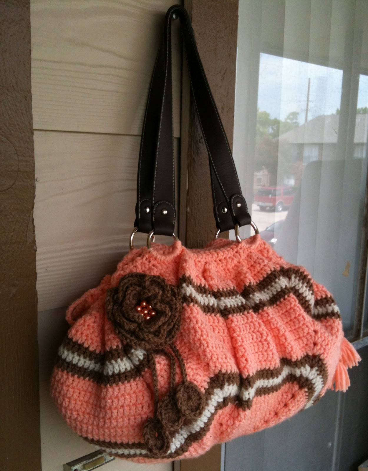 Peach Crochet Tote Bag Look Like Clutch Pattern