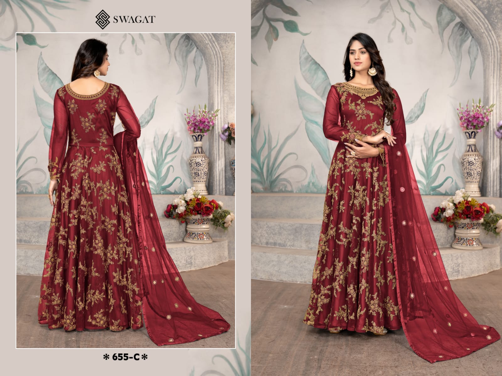 Swagat 655 A To D Anarkali Dress Material Catalog Lowest Price