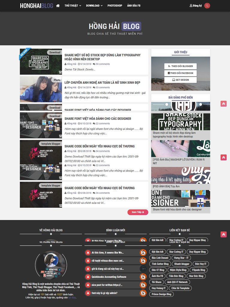 Template Blogspot blog cá nhân Hồng Hải Blog