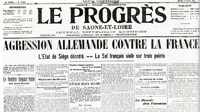 Le Progrès de Saône-et-Loire, mardi 4 août 1914 (AD71, série T,Presse)