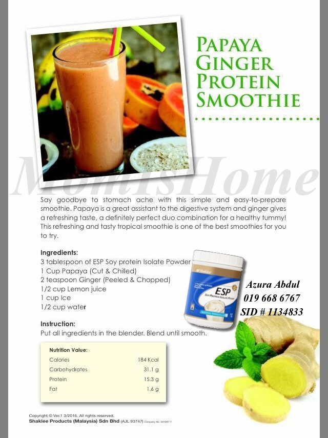 Papaya-Ginger Protein Smoothie - Azura Abdul