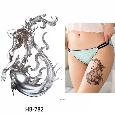 Mermaid Decal Sketch Temporary Tattoo Sticker Set for Body Arm Back Art Fake