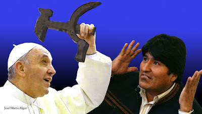 Evo Morales regala un crucifijo con la hoz y el martillo al Papa. 5