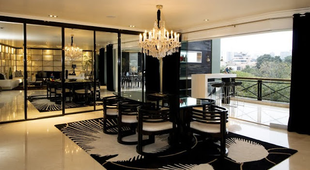 SALA Y COMEDOR DE LUJO EN BLANCO Y NEGRO POR KARIM CHAMAN by salasycomedores.blogspot.com