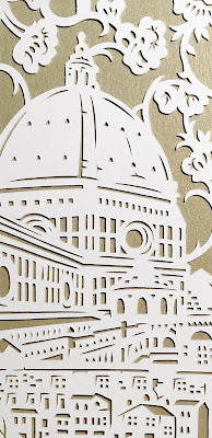 Detail of a custom papercut ketubah made to commemorate the destination wedding to Italy. Woodland Papercuts by Naomi Shiek