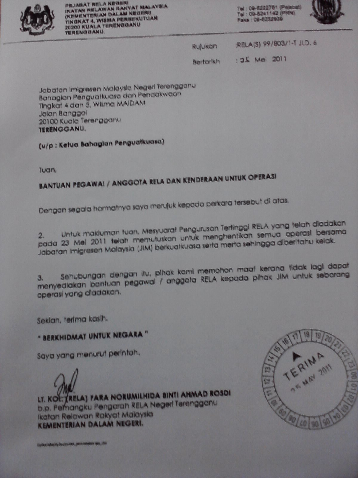 Contoh Surat Iringan Kepada Imigresen