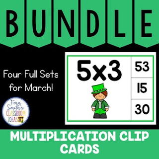 Multiplication 0 to 12 Facts Clip Cards March Bundle