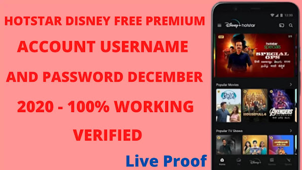 HOTSTAR DISNEY FREE PREMIUM ACCOUNT USERNAME AND PASSWORD DECEMBER 2020 - 100% WORKING VERIFIED 