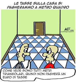 Tasse, beni immobili, metriquadri, vignetta satira