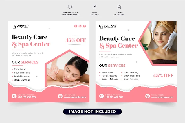 Beauty care service web banner vector free download