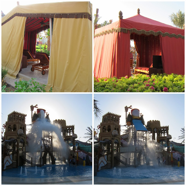 Cabanas and Big Bucket at Yas Waterworld