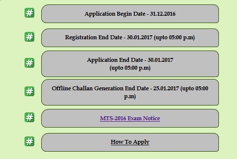 ssc mts 2016 important date