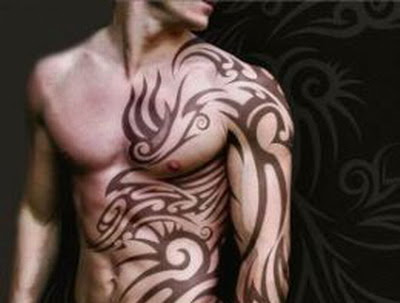 tattoos tribal chest. Tribal Arm And Shoulder Tattoo