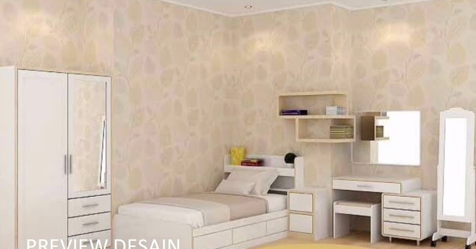 Jasa design kamar anak  perempuan meja rias lemari  putih 2 