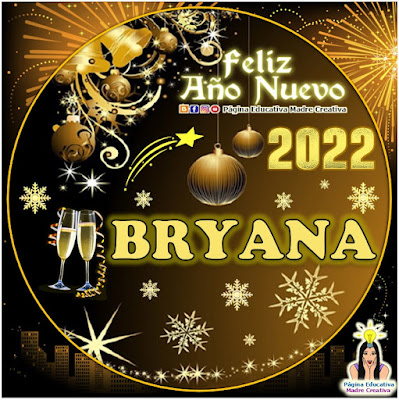 Nombre BRYANA por Año Nuevo 2022 - Cartelito mujer