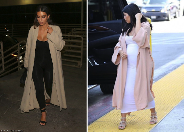 Kim K Wears Her Duster Coats With Her Yeezy Athleisure Wear - and When She Was Pregnant