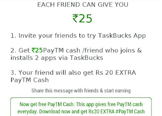 Taskbucks Refer and Earn Paytm Cash