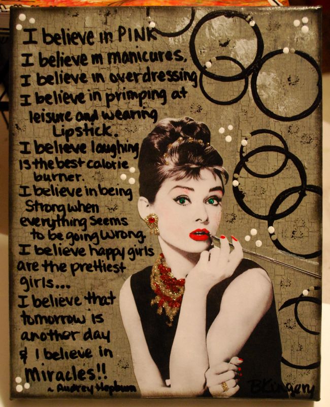 This is another Audrey Hepburn canvas that I sold at my shop on Etsy