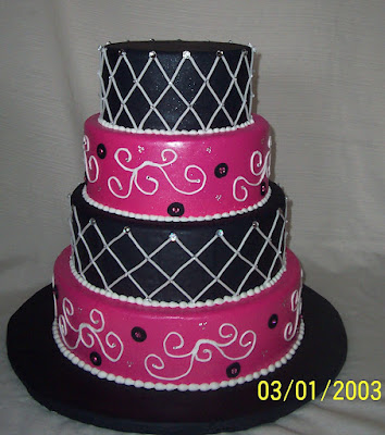 hot pink black and white wedding cakes. Hot Pink, Black and White