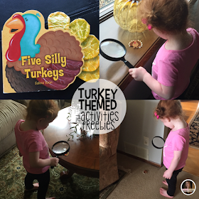 Turkey and Thanksgiving themed crafts, activities, math and literacy centers, ideas and freebies for your kindergarten, preschool and homeschool classrooms.