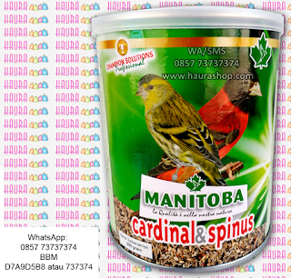 Manitoba merupakan produsen pakan burung yang sudah teruji dan banyak digunakan sebagai pakan burung yang telah banyak memenangkan berbagai ajang Internasional Bird Show di berbagai negara Eropa: Italy, Portugal dan Turki. Jadi jika yang Anda cari adalah pakan burung fich yang berkualitas tapi harga terjangkau maka Manitoba Cardinal & Spinus adalah pi;ihan terbaik.