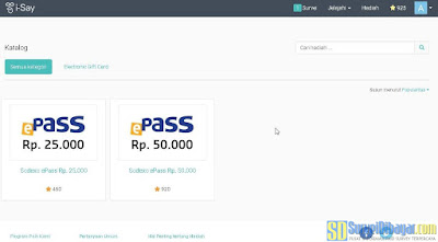 Menu penukaran hadiah pada survey online I-Say Indonesia | SurveiDibayar.com