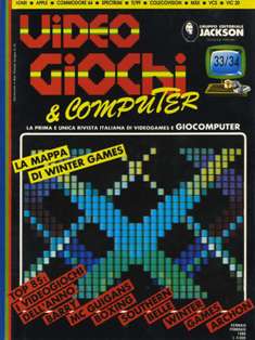 Videogiochi & Computer 33/34 - Gennaio & Febbraio 1986 | ISSN 0392-8918 | CBR 215 dpi | Mensile | Videogiochi
Numero volumi : 45
Videogiochi è stata la prima rivista italiana dedicata ai videogiochi ad avere ampia diffusione e non rimanere relegata in mercati di nicchia, redatta dallo Studio Vit e pubblicata dal Gruppo Editoriale Jackson.
Dalla rivista nacque uno spin-off chiamato Home Computer, della durata di quindici numeri, che si occupava dell'informatica più seria, lasciando alla rivista madre le recensioni prettamente ludiche.
A partire dal numero 29, in seguito alla chiusura di Home Computer, le due testate vennero fuse tra loro e Videogiochi cambiò nome in Videogiochi e Computer.
Il numero 36 dell'Aprile del 1986 fu l'ultimo redatto dallo Studio Vit, che a partire dal mese successivo tornò nelle edicole con la nuova rivista Zzap!.
Videogiochi e Computer nella sua forma classica, termina con il numero 37 nel Settembre del 1986. Ritornò nelle edicole il mese successivo con il nome di Videogiochi News ed un nuovo formato A3 simile ai quotidiani. Nonostante si trattasse a tutti gli effetti di una nuova rivista si decise di dare continuità alla numerazione delle uscite della vecchia rivista.
Videogiochi News ebbe vita breve (solo 8 numeri pubblicati) e terminò le pubblicazioni con il numero 45 del Maggio 1987. in seguito la Jackson ha pubblicato un'altra rivista sul tema, intitolata C+VG Computer+Videogiochi, e pubblicata tra il 1991 e il 1995.