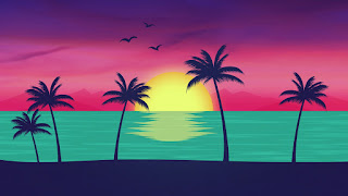 dibujo-de-una-puesta-de-sol-en-una-playa-tropical