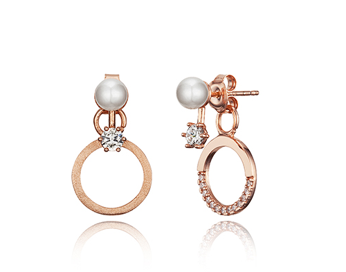 Pearl Zirconia Hoop Earrings