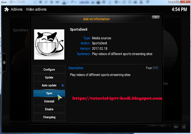 Open Sportsdevil Kodi addon to watch sports online