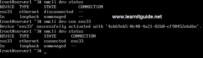 enable network rhel7 using nmcli