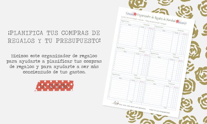 organizador, planificador, agenda, gratis, gratuita, compras, regalos, presentes, Navidad, fiestas, black friday, cyber monda, small business saturday