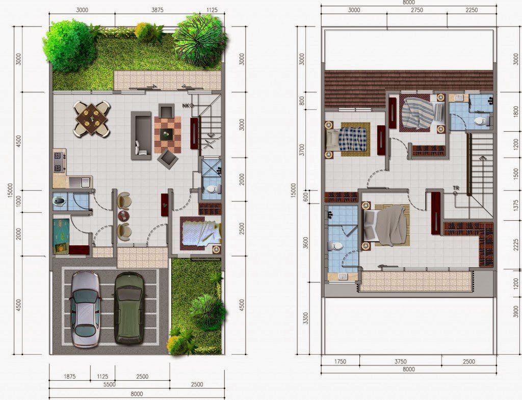 Desain Rumah Mewah Luas Tanah 96 Meter 8x12