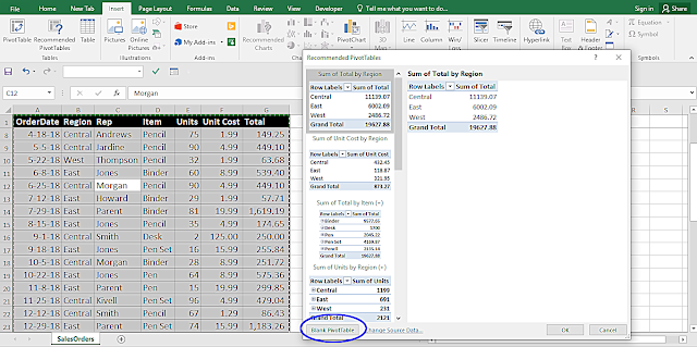 recommended pivot table