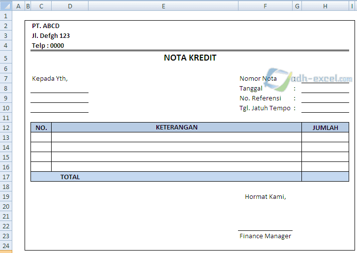 Form Nota Retur Faktur Pajak Excel  Delinewstv