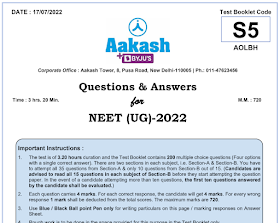 NEET - UG 2022 - Original Question Paper & Answer Key