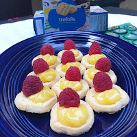 Trefoil Girl Scout Cookies with Lemon Curd and Raspberry