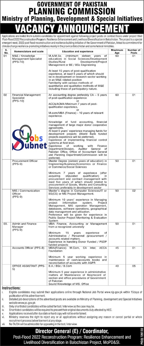 Latest Ministry Of Planning Development Government Jobs 2023