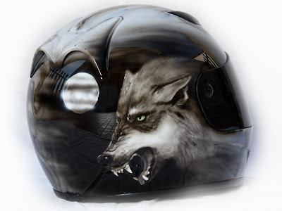 Beauty and the Wolf Airbrush Designs on Marushin Helmet 3