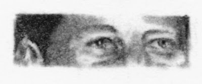 "Eyes of John F. Kennedy" Charcoal on Paper, c. 2007 1.5 x 4 inches