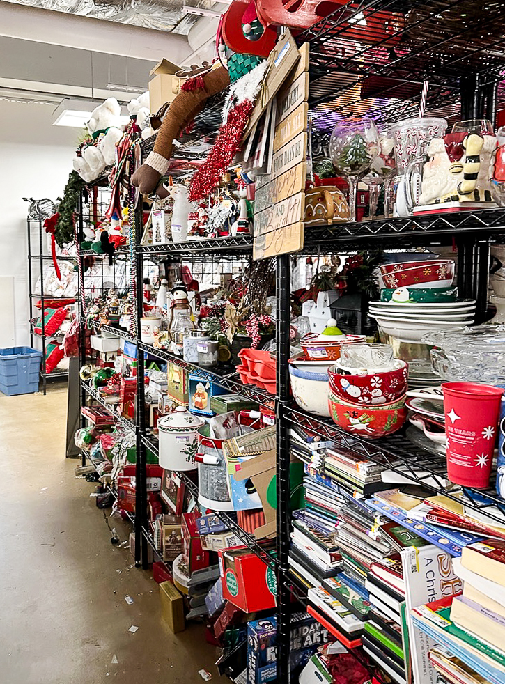 Christmas aisle at thrift store